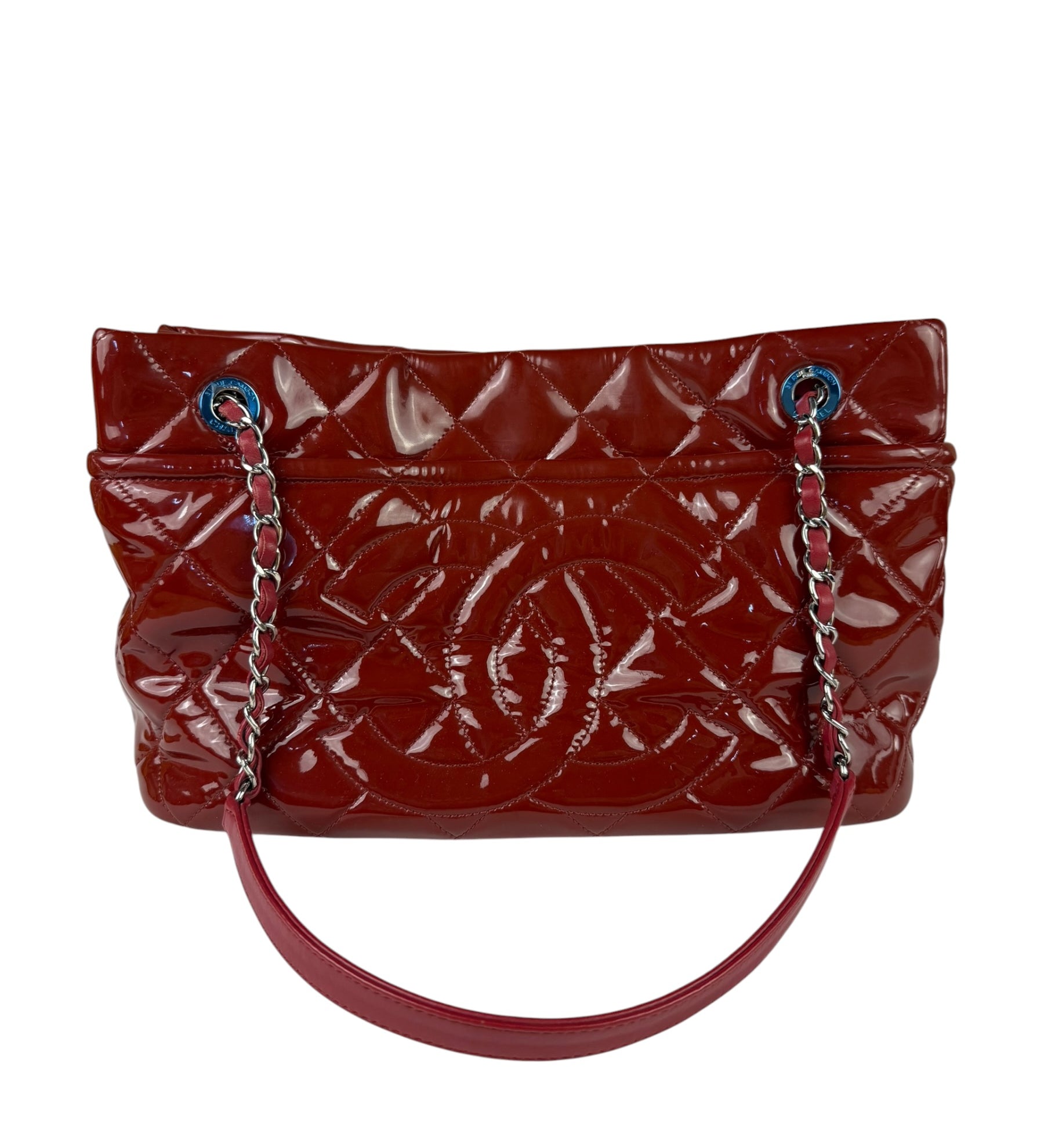 Chanel Patent Red Quilted S Shopper Tote 2013