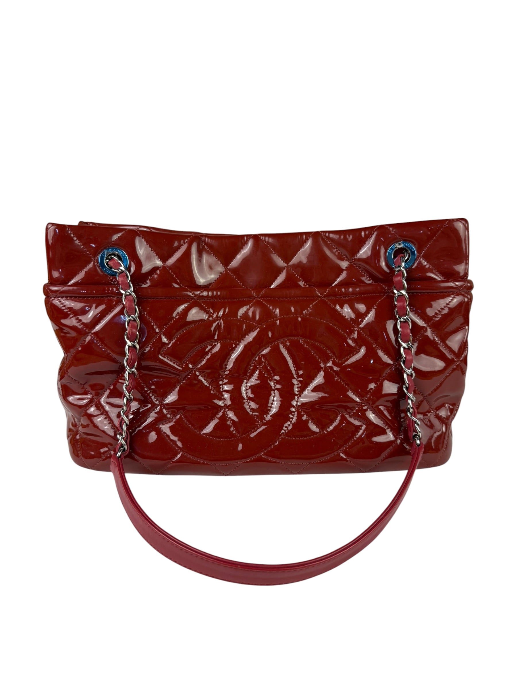 Chanel Patent Red Quilted S Shopper Tote 2013