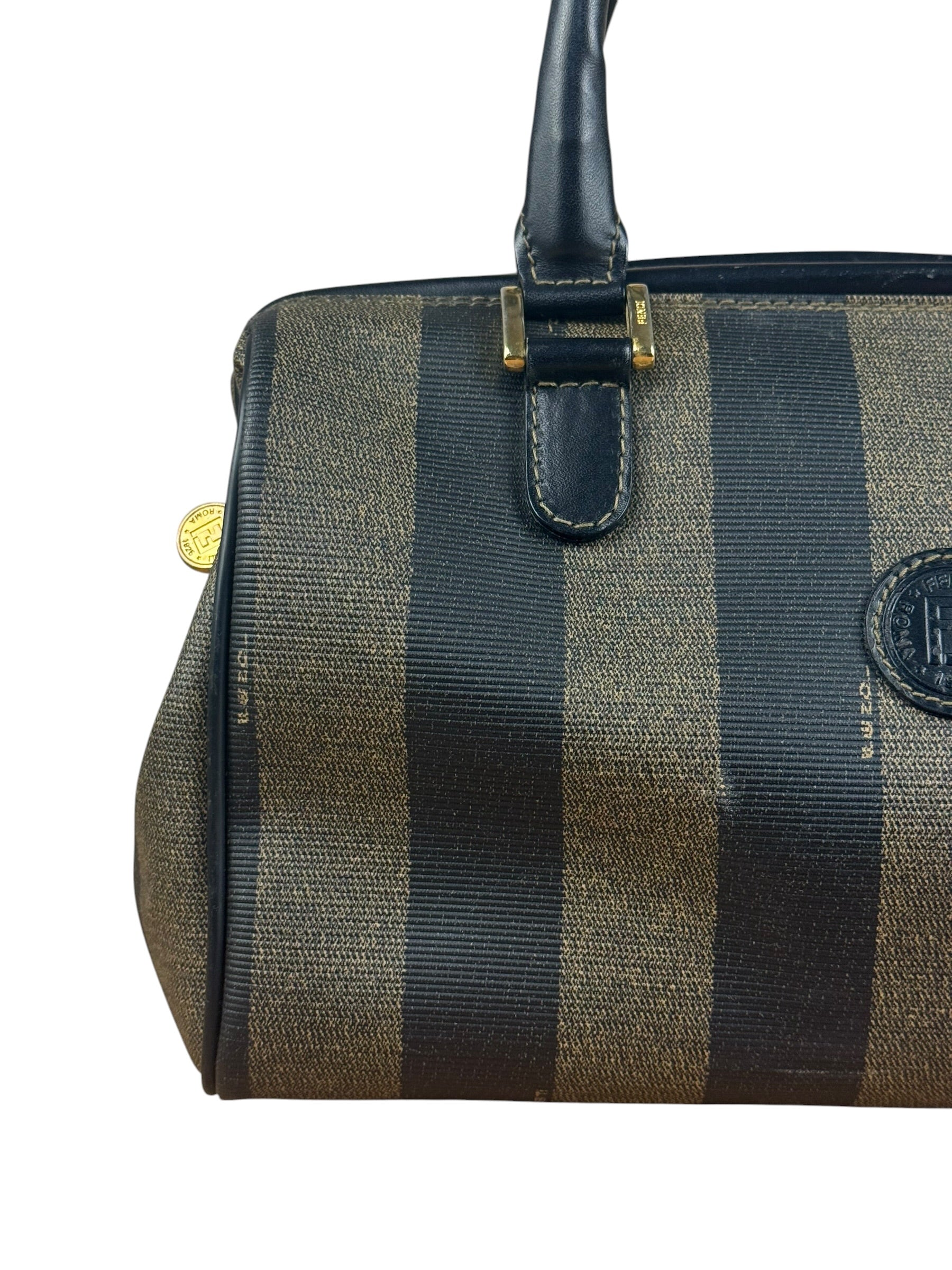 Fendi Vintage Pequin Stripped Mini Boston Bag