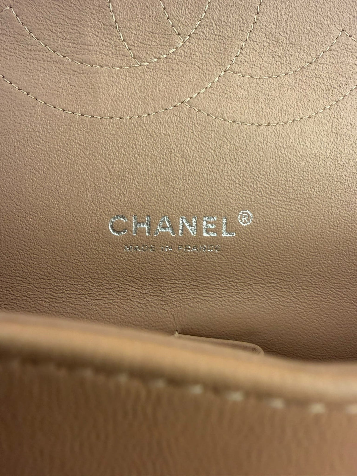 Chanel Patent Nude Quilted Jumbo Flap 2011