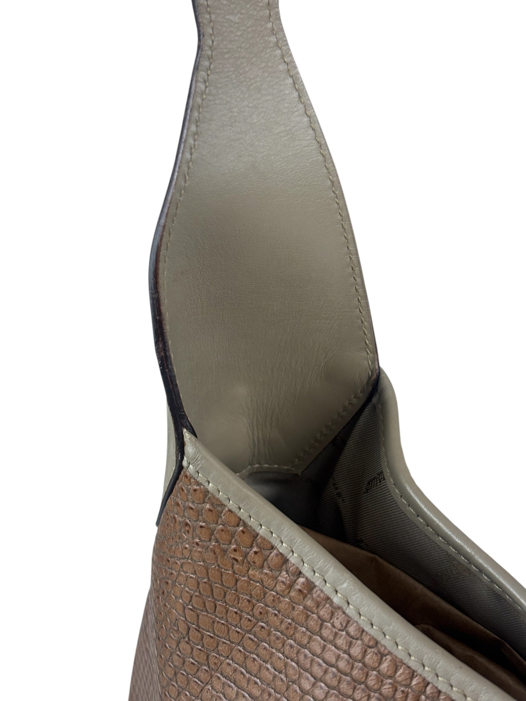 Salvatore Ferragamo Brown Lizard-Embossed Hobo Bag