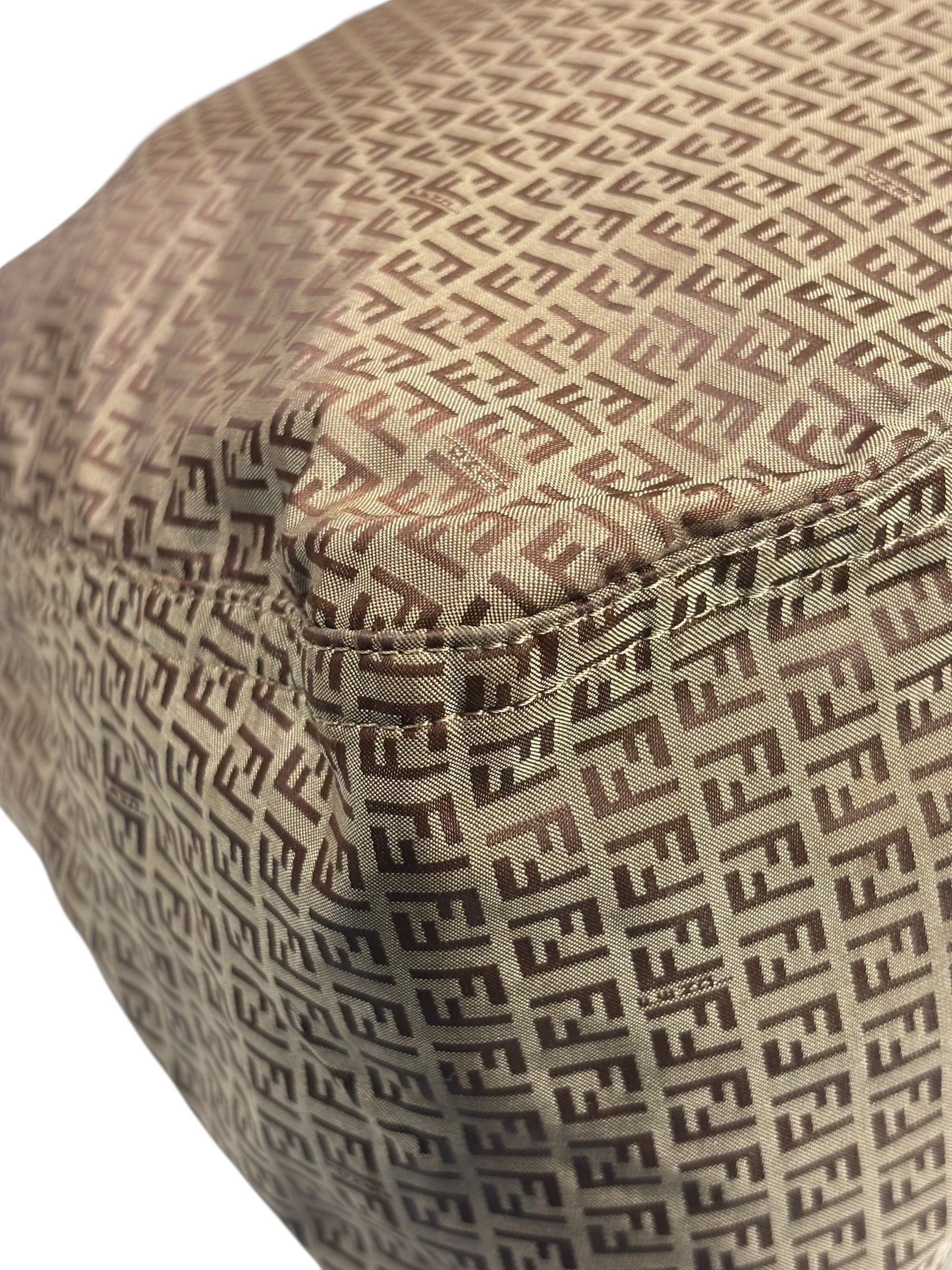 Fendi Brown Leather Trim Zucca Mamma Forever Baguette