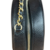 Chanel Black Quilted Caviar Leather CC Filigree Round Chain Clutch 2019