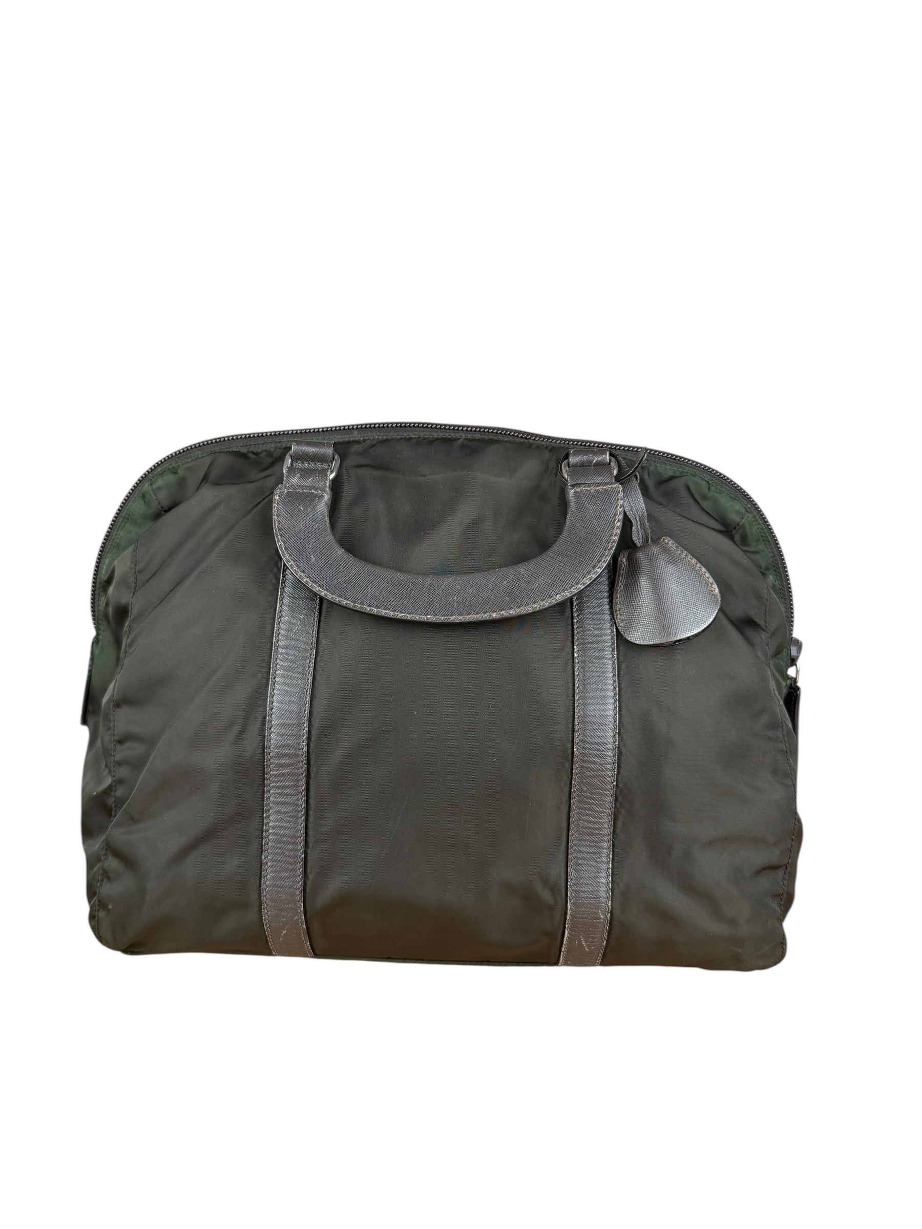 Prada Vintage Green Nylon Top Handle Bowler Bag