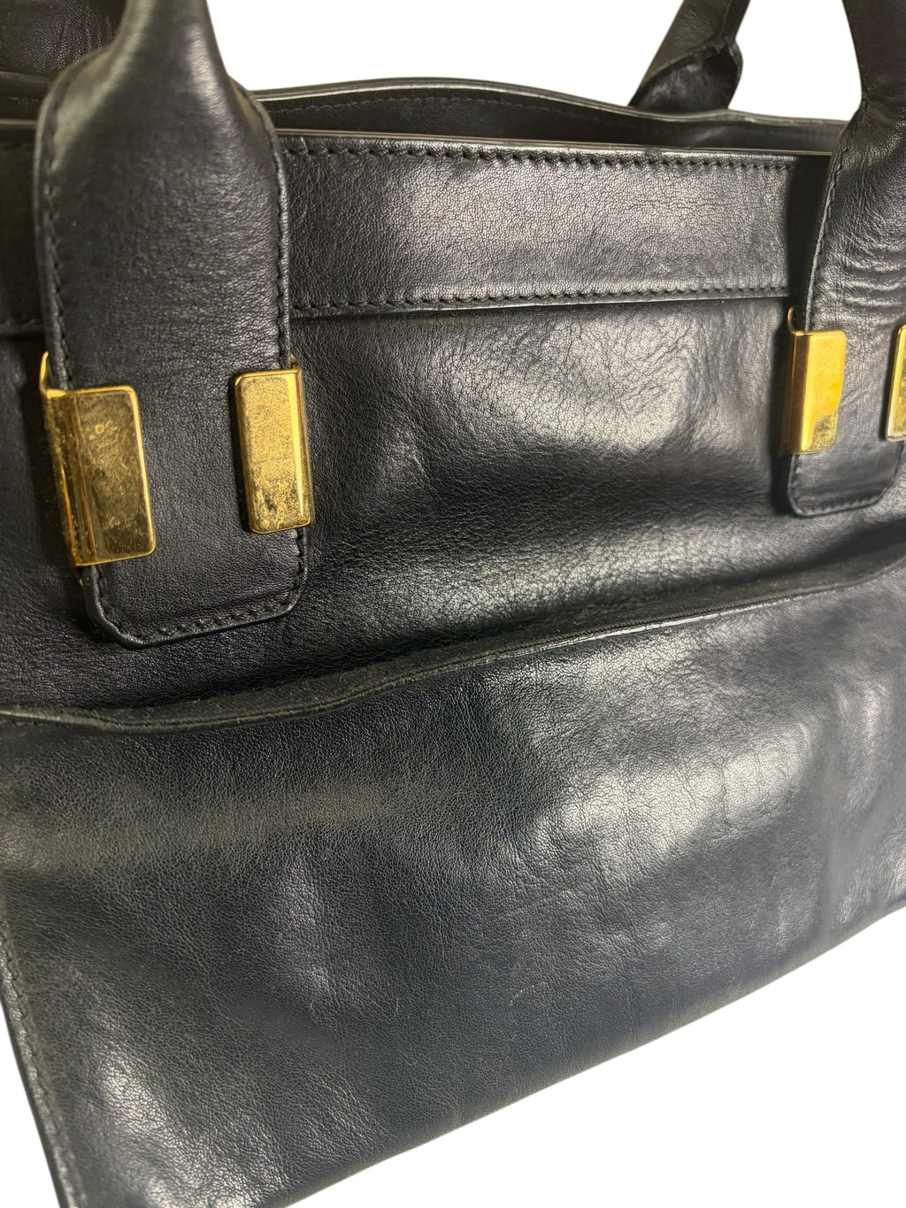 Chloe Black/Cream Leather Alice Top Handle Bag