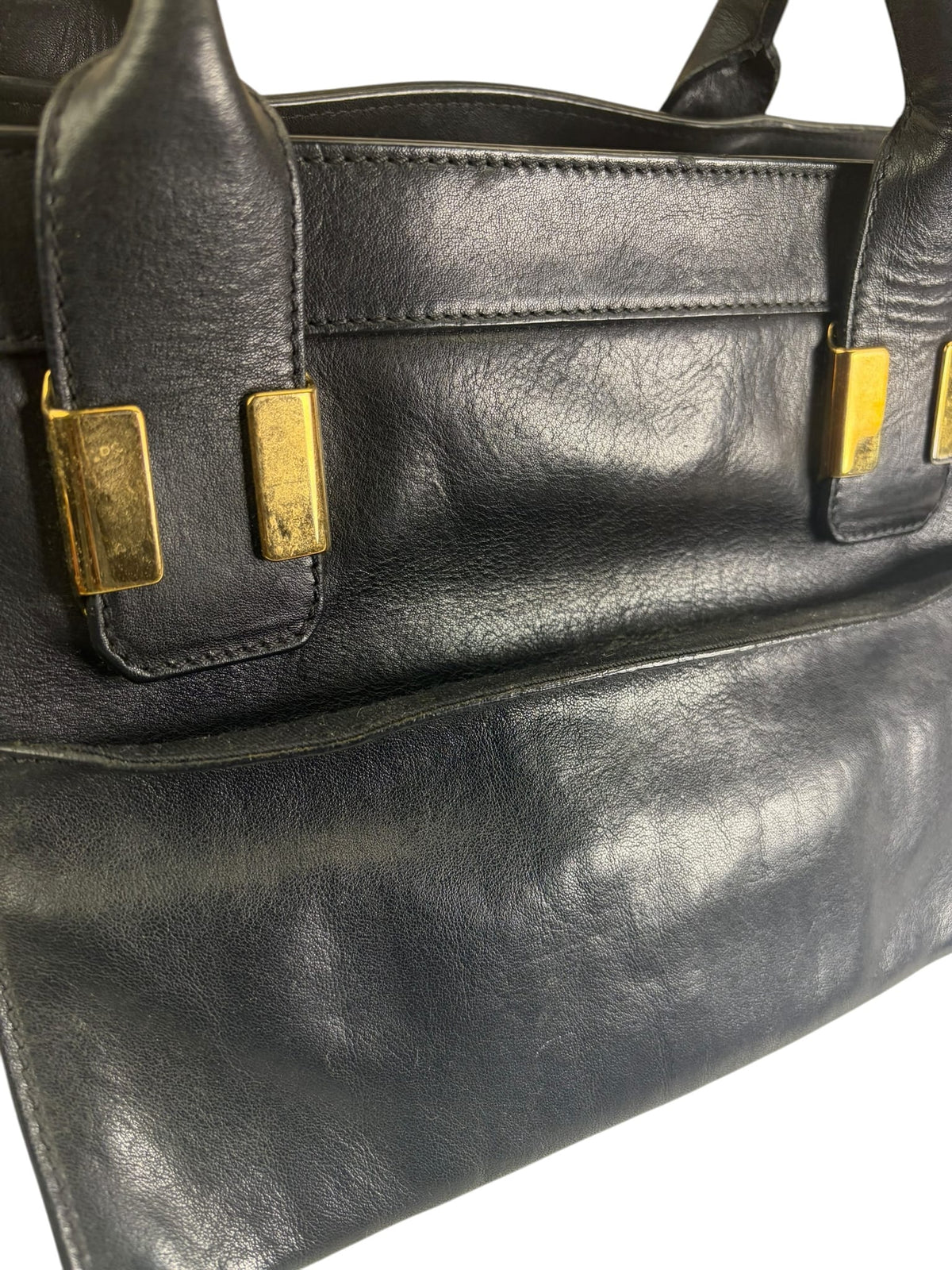 Chloe Black/Cream Leather Alice Top Handle Bag
