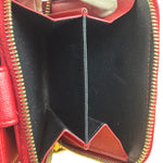 Yves Saint Laurent Red Leather Bifold Zip Mini Wallet