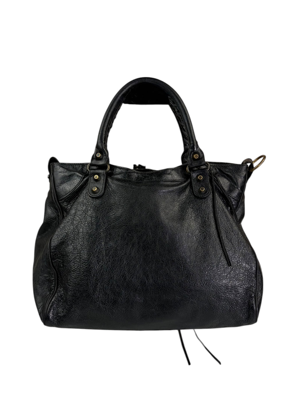 Blanciaga Black Lambskin Velo Moto Handbag