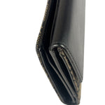 Gucci Black Leather Trim GG Flap Long Wallet