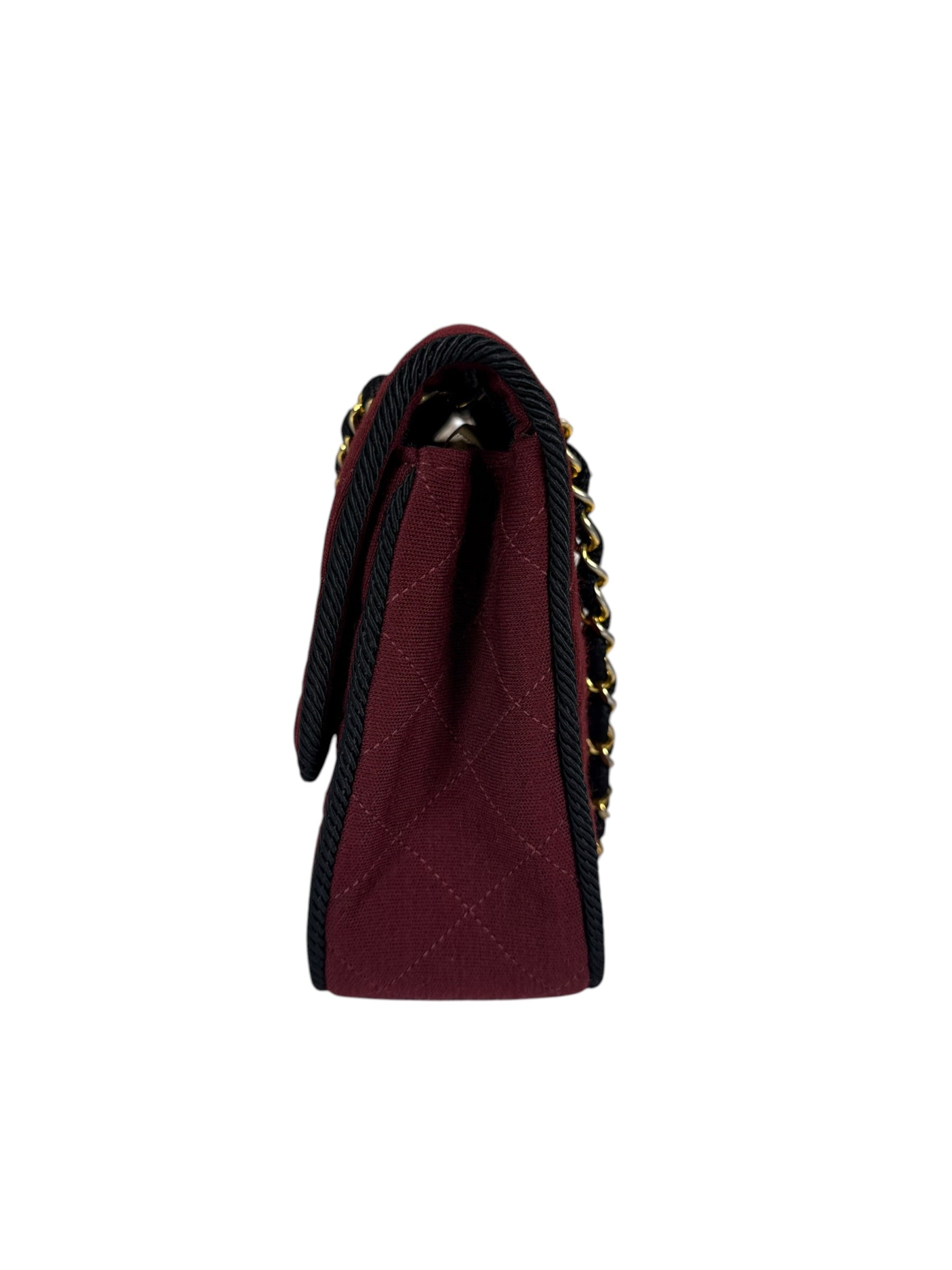 Chanel Vintage Burgundy Cotton Pairs-Seoul Pagoda Flap Bag