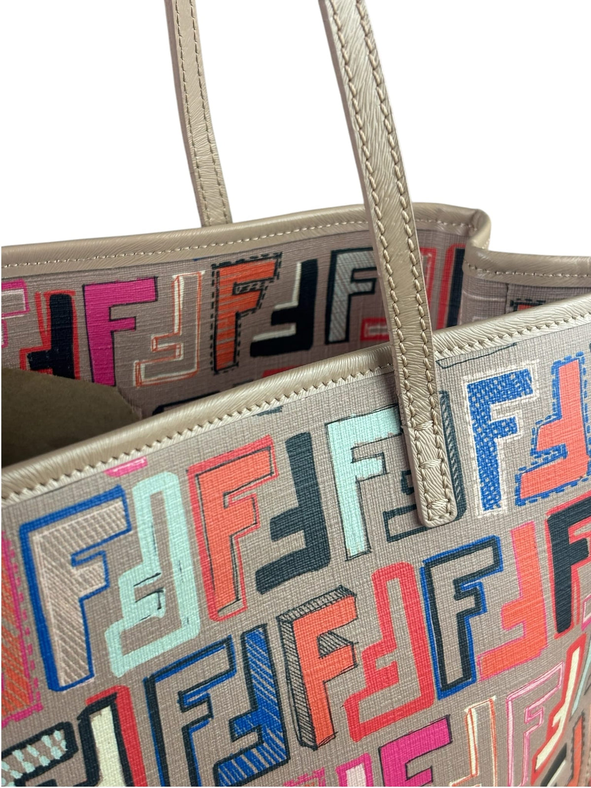 Fendi Colorblock Leather Zucca Roll Tote