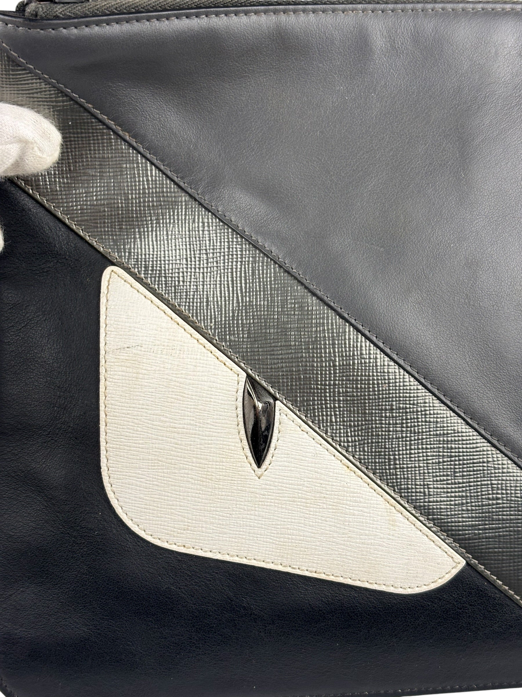 Fendi Black/Grey/White Monster Bag Bugs Eye Pouch