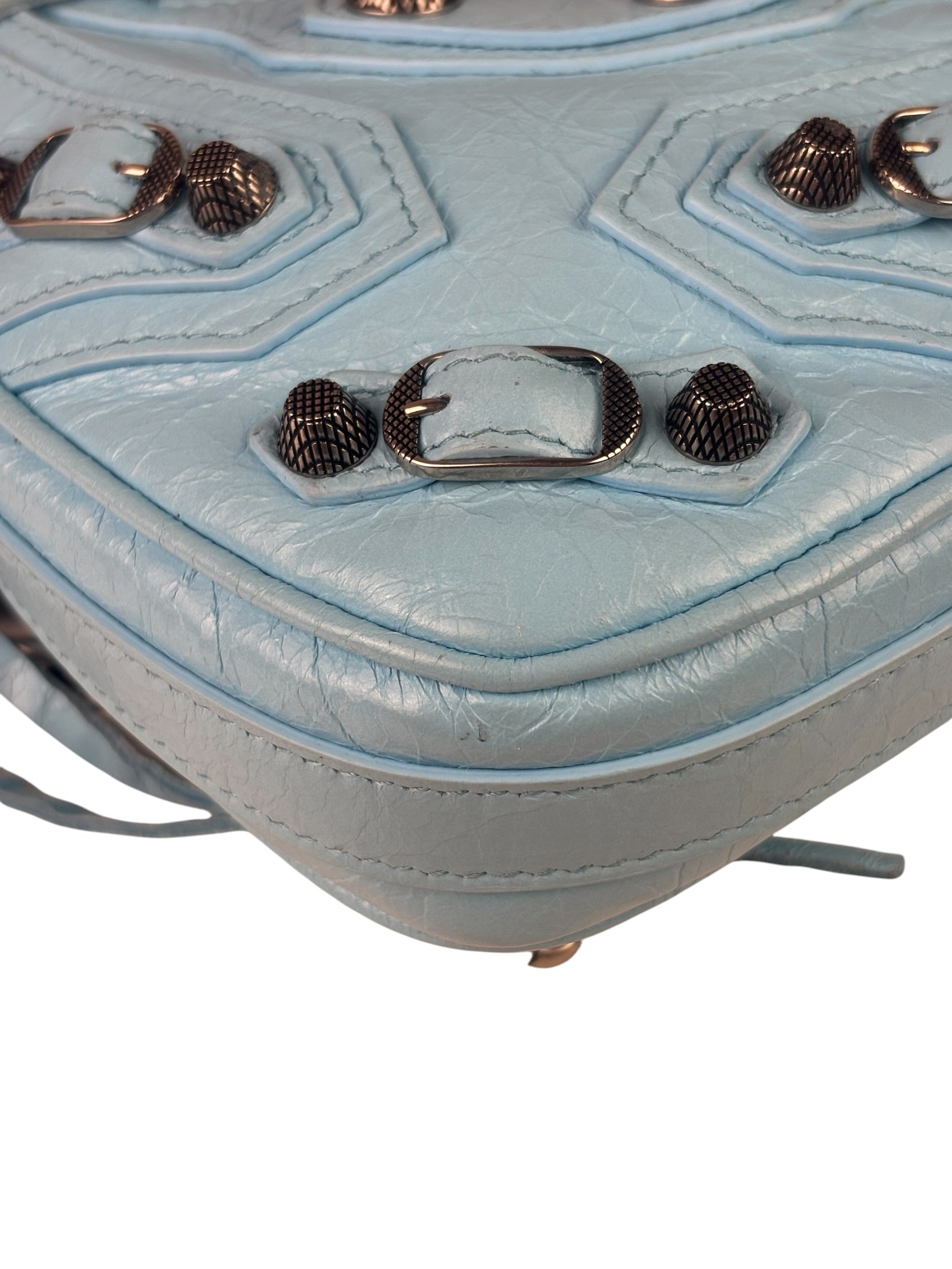 Balenciaga Blue Leather Le Cagole Mini Heart Crossbody