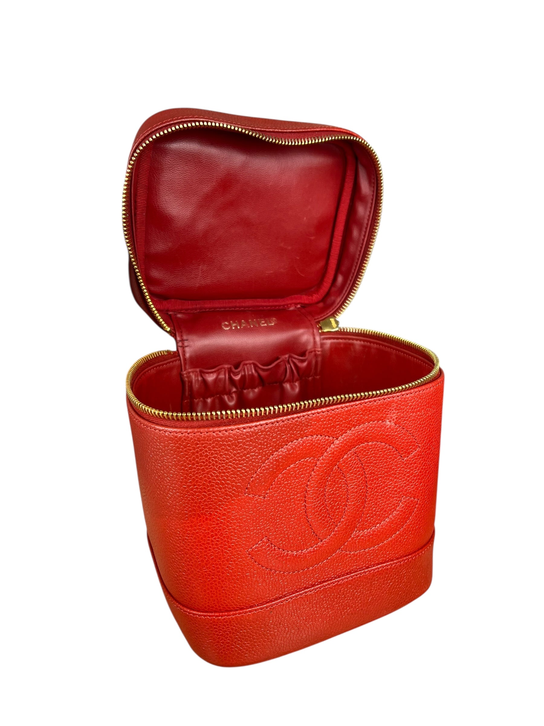Chanel Red Caviar Vanity Cosmetic Case