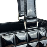 Chanel Vintage Black Patent Leather Chocolate Bar Tote Bag 2002