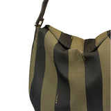 Fendi Green/Black Leather Trim Pequin Stripe Hobo Bag