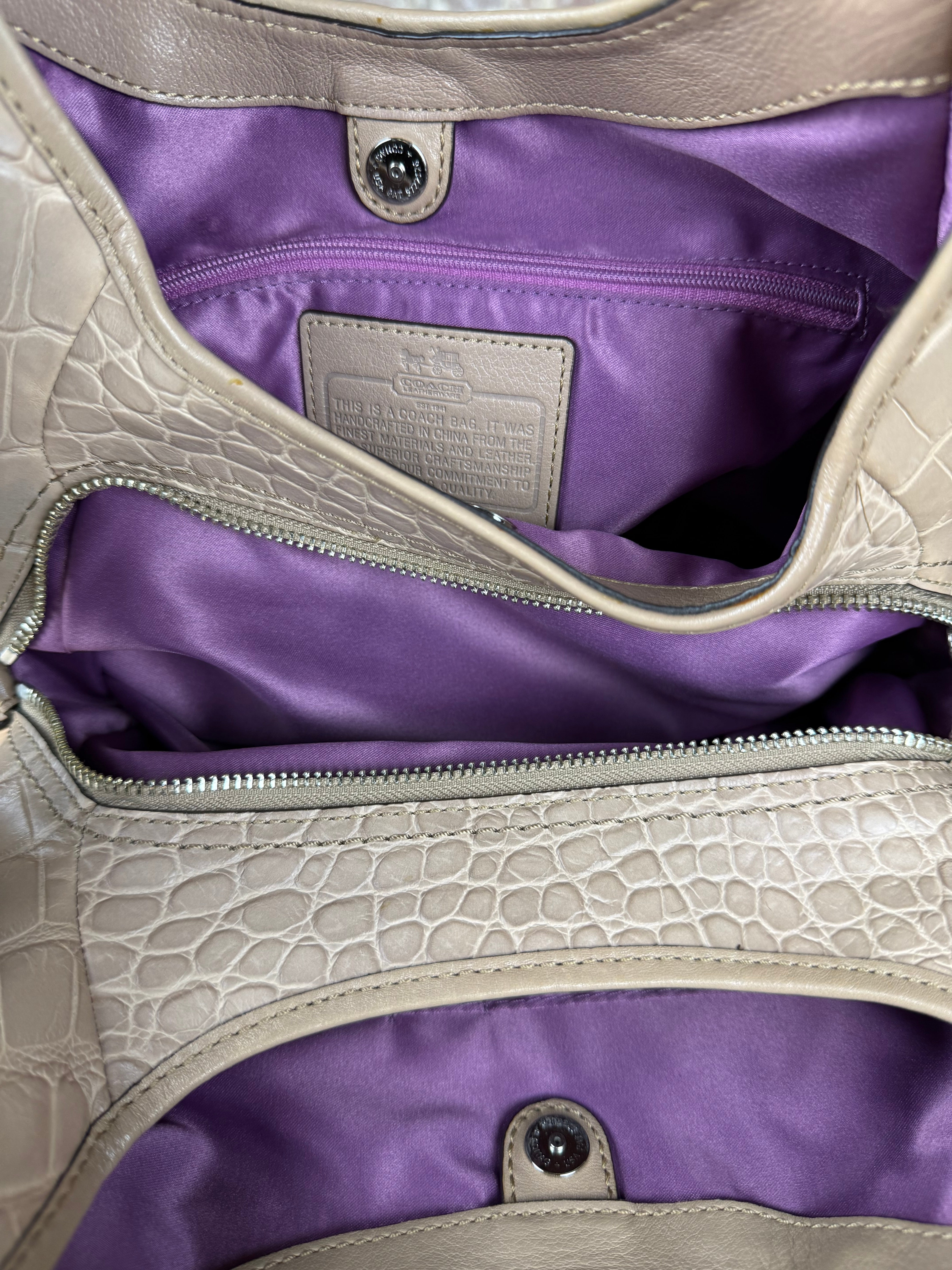 Coach Beige Maggie Croc Handbag