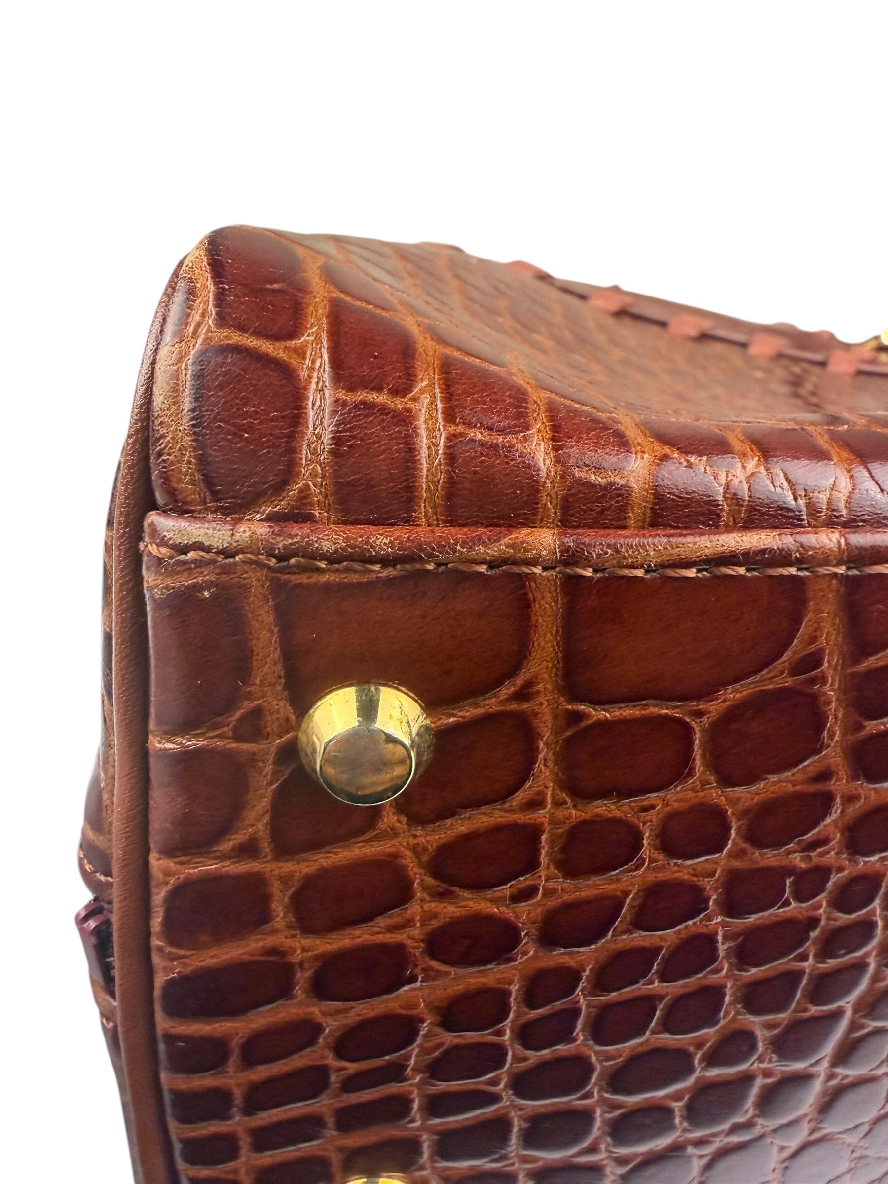 Yves Saint Laurent Vintage Croc-Embossed Leather Handbag