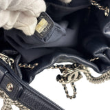 Chanel Navy Blue Leather Drawstring Bucket Two-Way Bag 2018