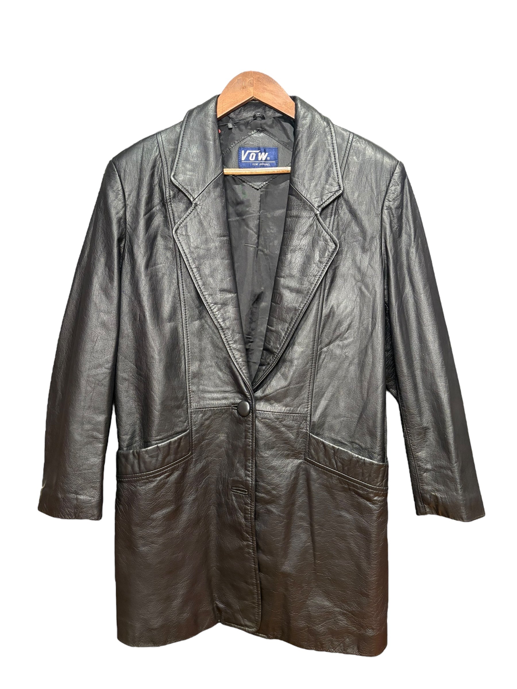 Vow Vintage Black Leather Long Coat