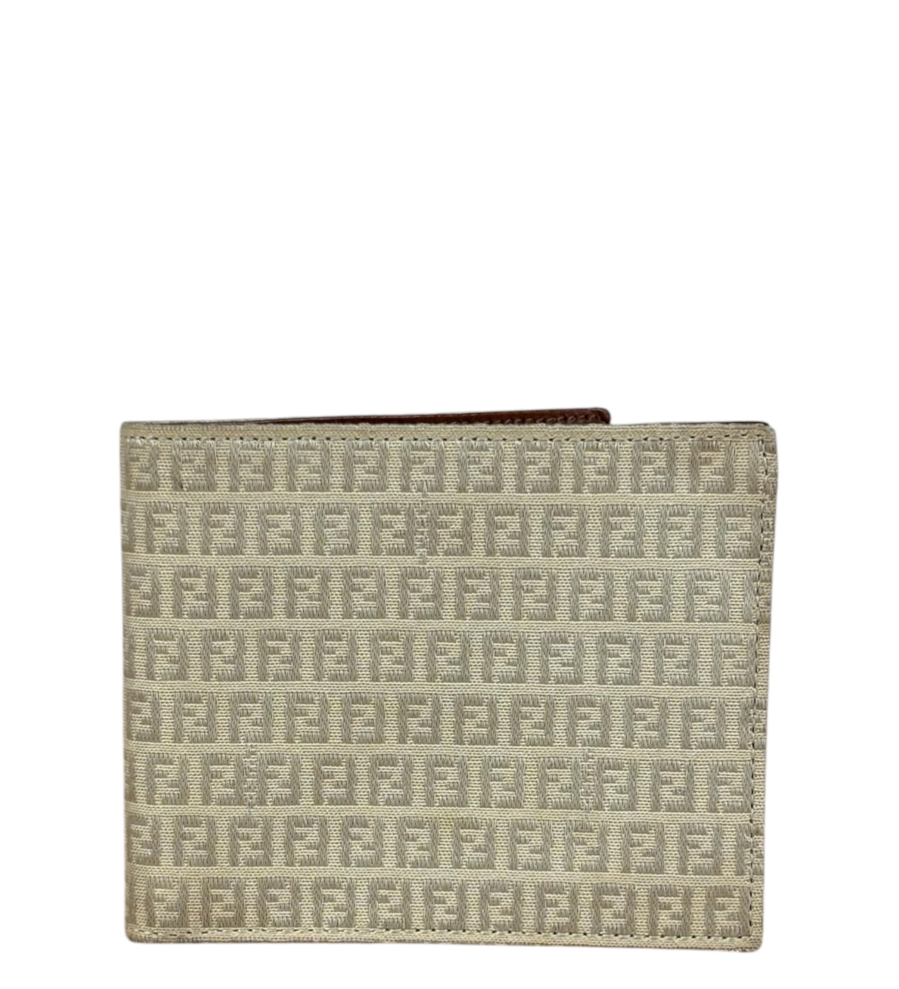 Fendi Beige FF Jacquard Bi-Fold Wallet