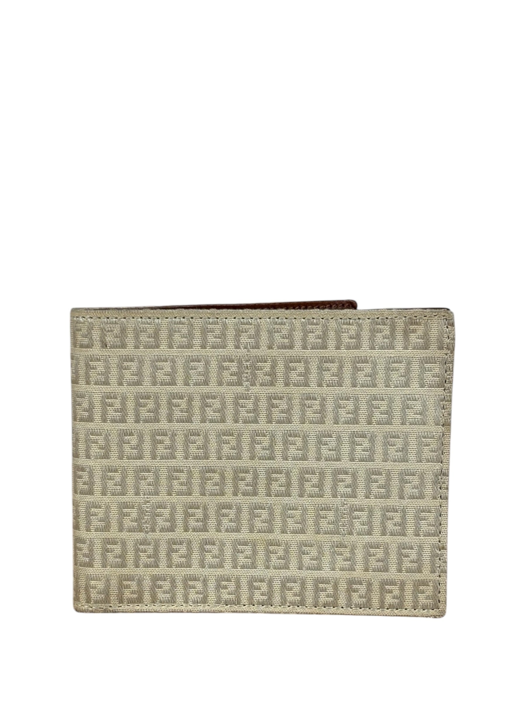 Fendi Beige FF Jacquard Bi-Fold Wallet