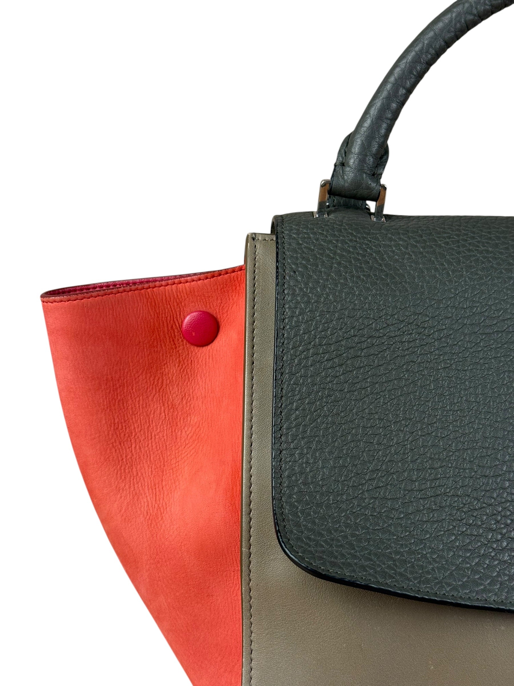 Celine Tricolor Trapeze Pebbled Leather Hand Bag