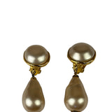 Chanel Faux-Pearl Tear Drop Clip On Earring