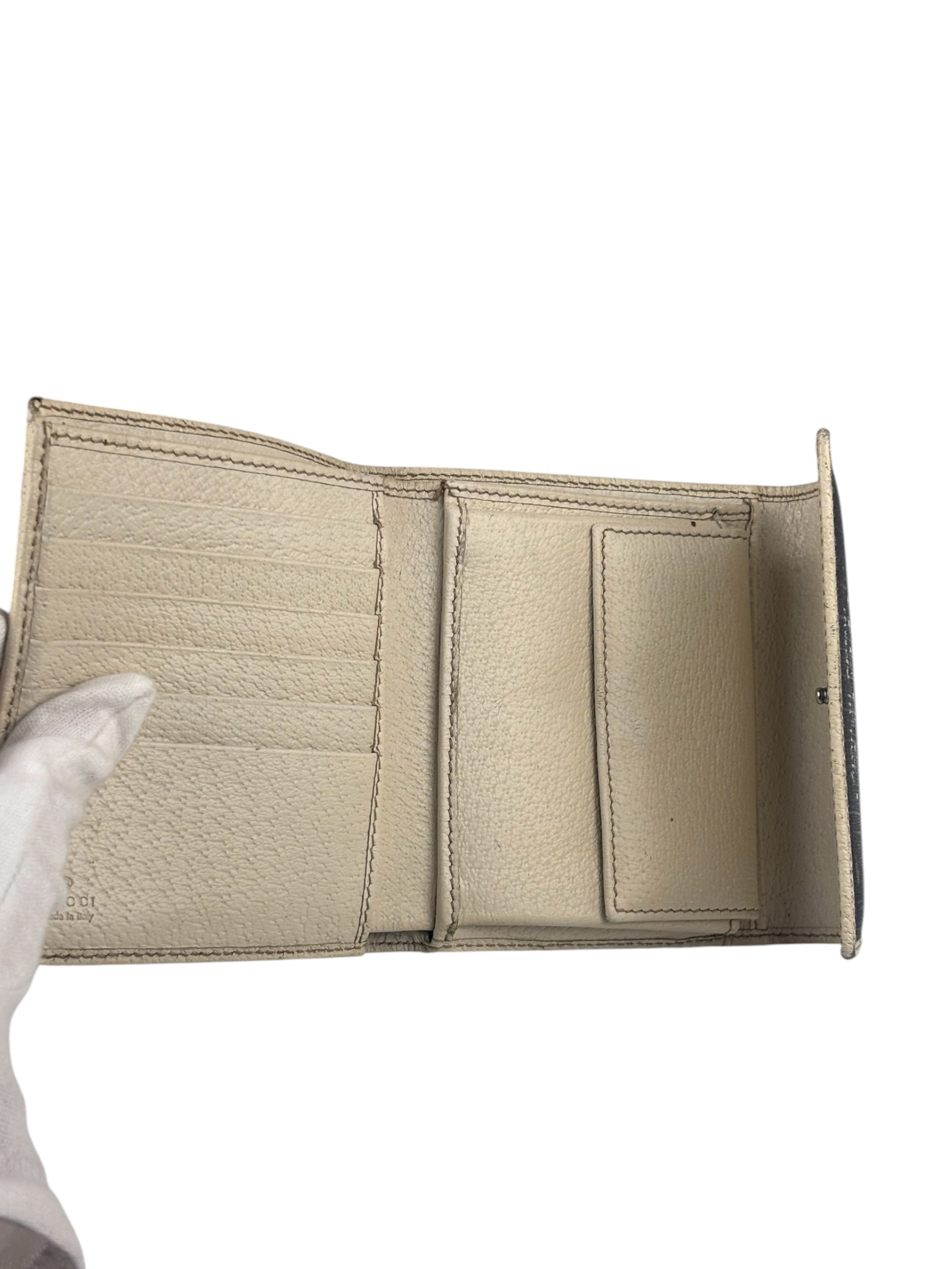 Gucci Vintage Leather Unisex Trifold Wallet