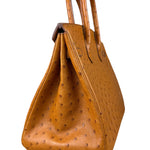 Hermes Birkin 35 Ostrich Leather Handbag Gold Hardware