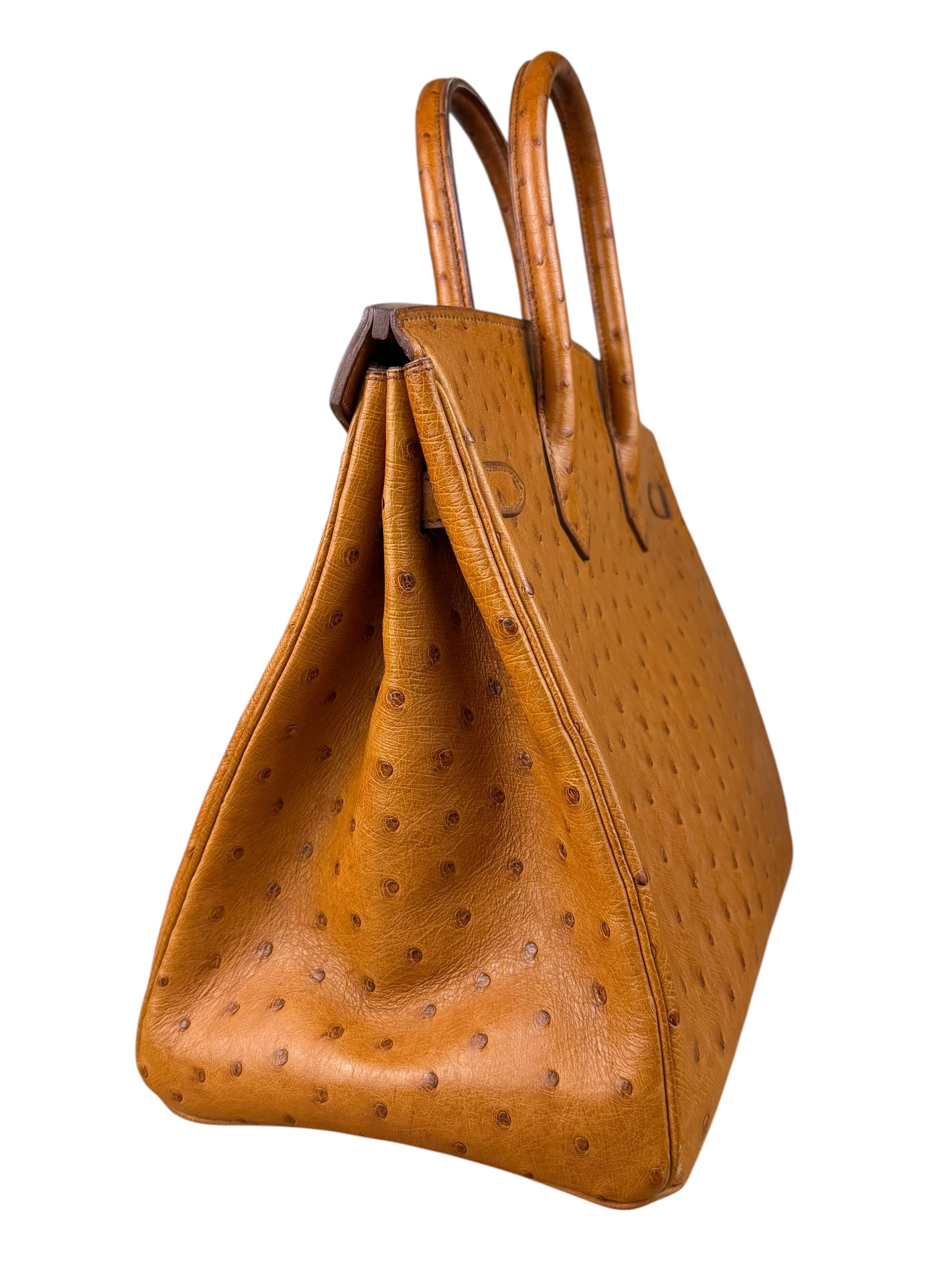 Hermes Birkin 35 Ostrich Leather Handbag Gold Hardware