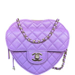 Chanel CC In Love Purple Quilted Leather Heart Bag 2022