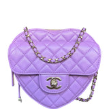Chanel CC In Love Purple Quilted Leather Heart Bag 2022