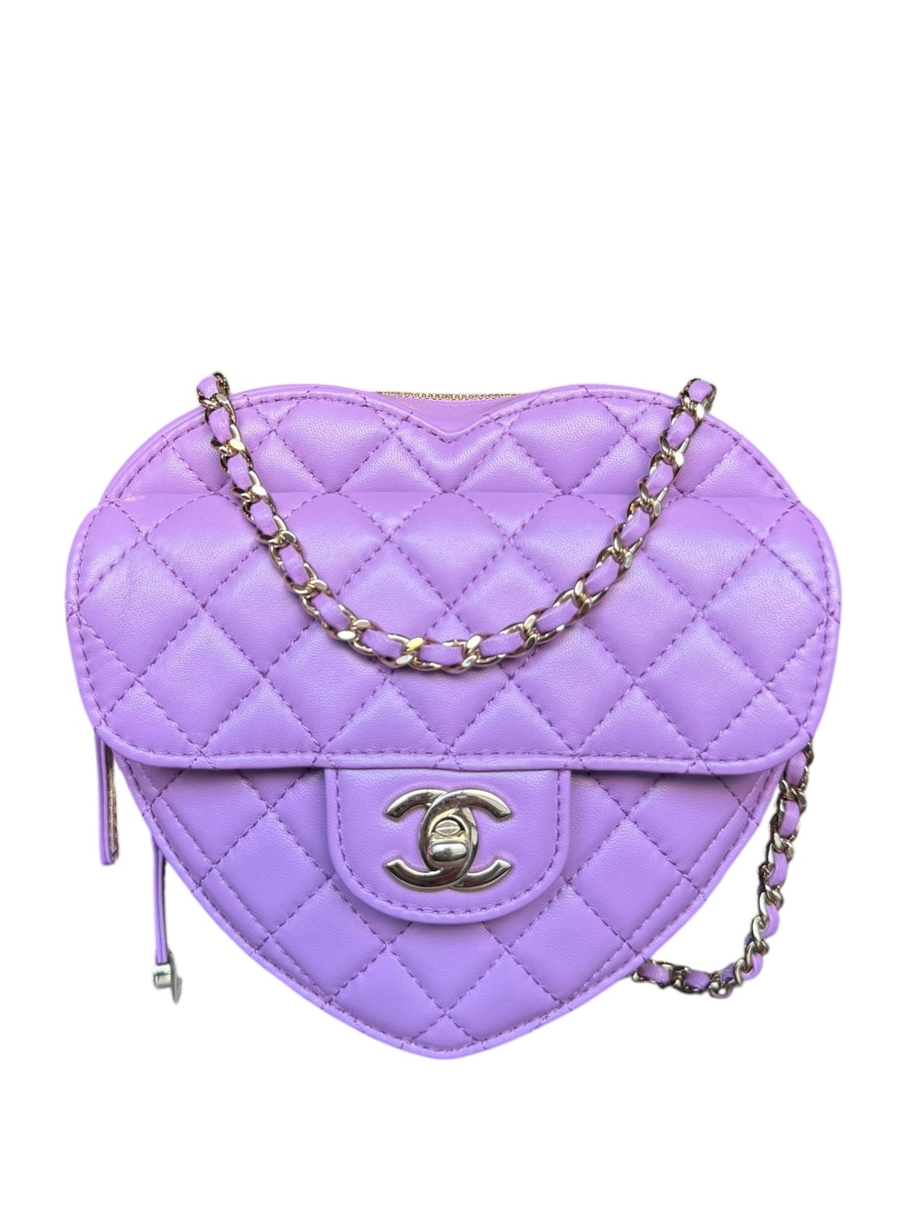 Chanel CC In Love Purple Quilted Leather Heart Bag 2022