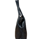 Chanel Black Chevron Quilted Tassel Fringe Tote 1992
