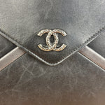 Chanel Black Leather Paris-Rome Coco Envelope Clutch 2017