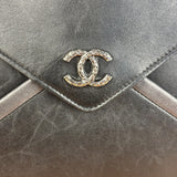 Chanel Black Leather Paris-Rome Coco Envelope Clutch 2017