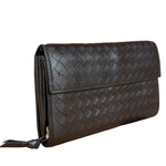 Bottega Veneta Vintage Brown Intrecciato Long Wallet