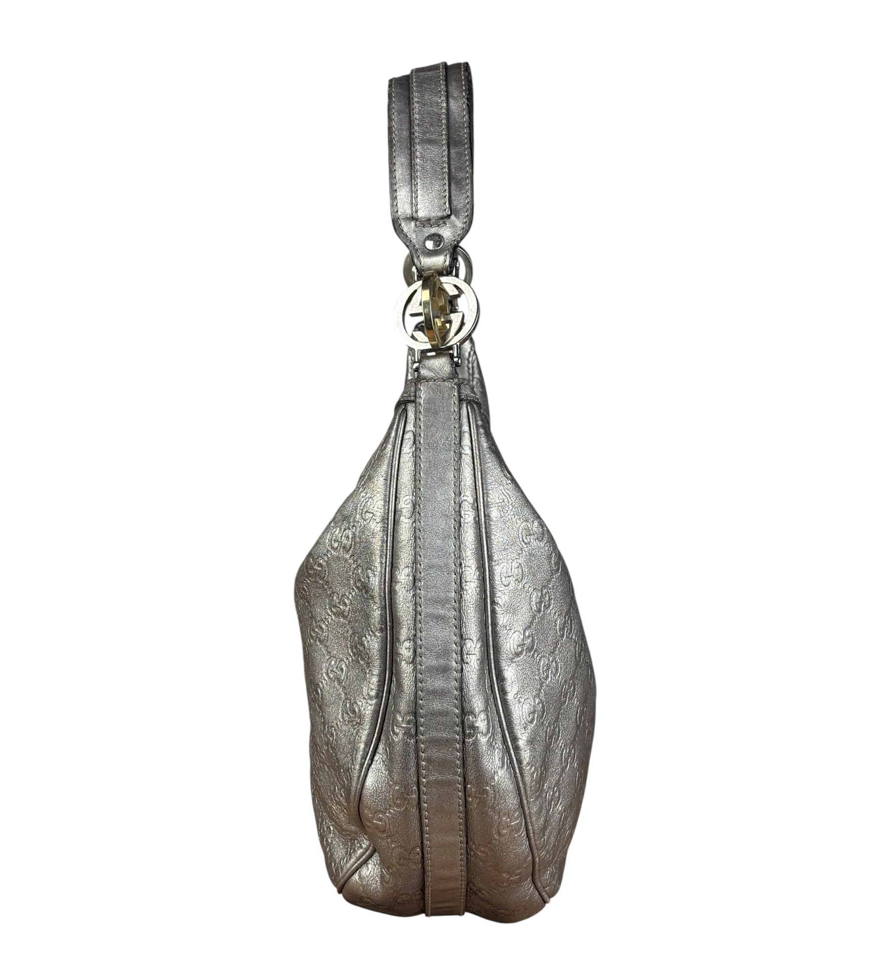 Gucci Vintage GG Metallic Leather Hobo Shoulder Bag