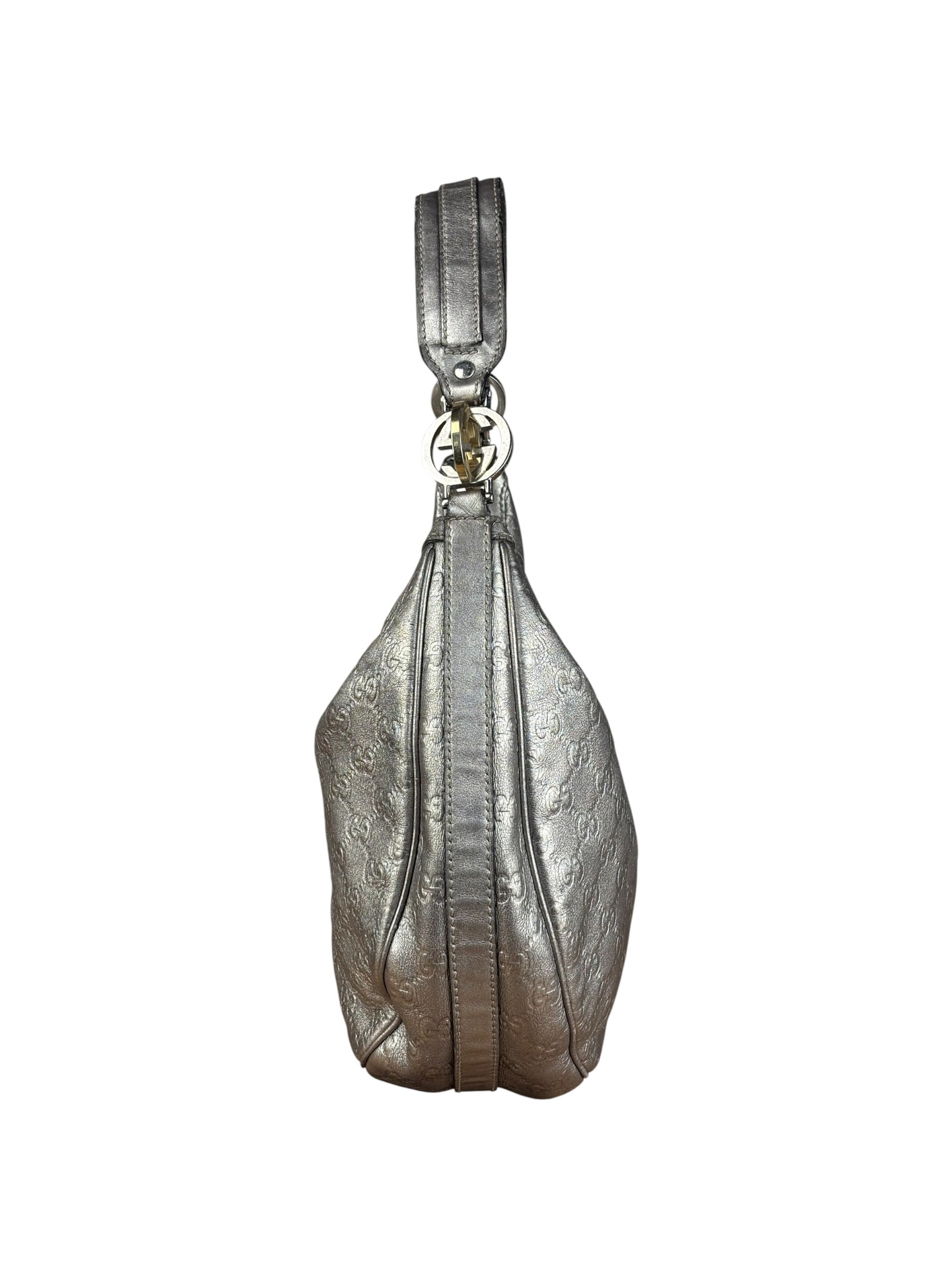 Gucci Vintage GG Metallic Leather Hobo Shoulder Bag