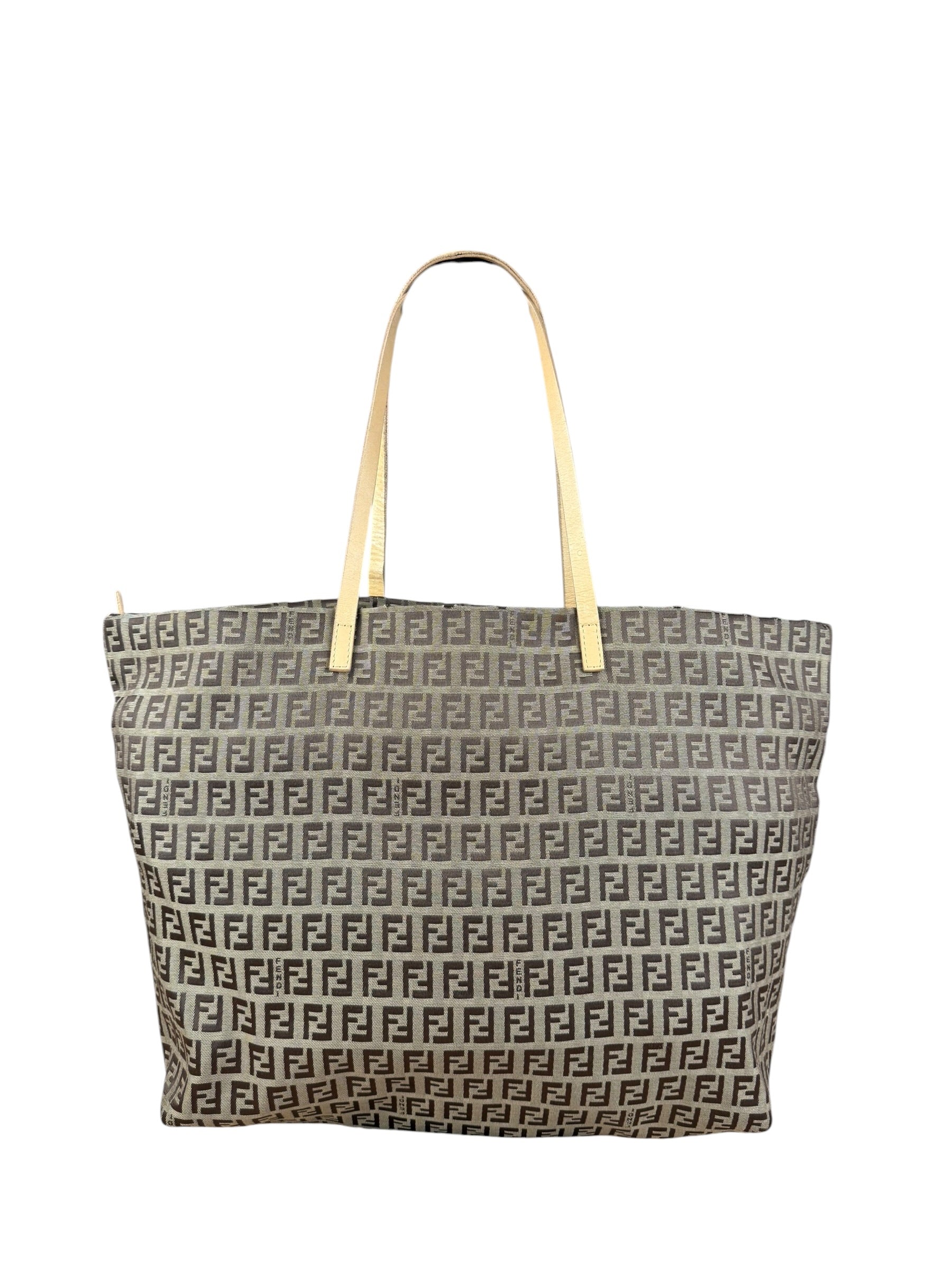 Fendi Vintage FF Canvas Print Zip Shoulder Tote