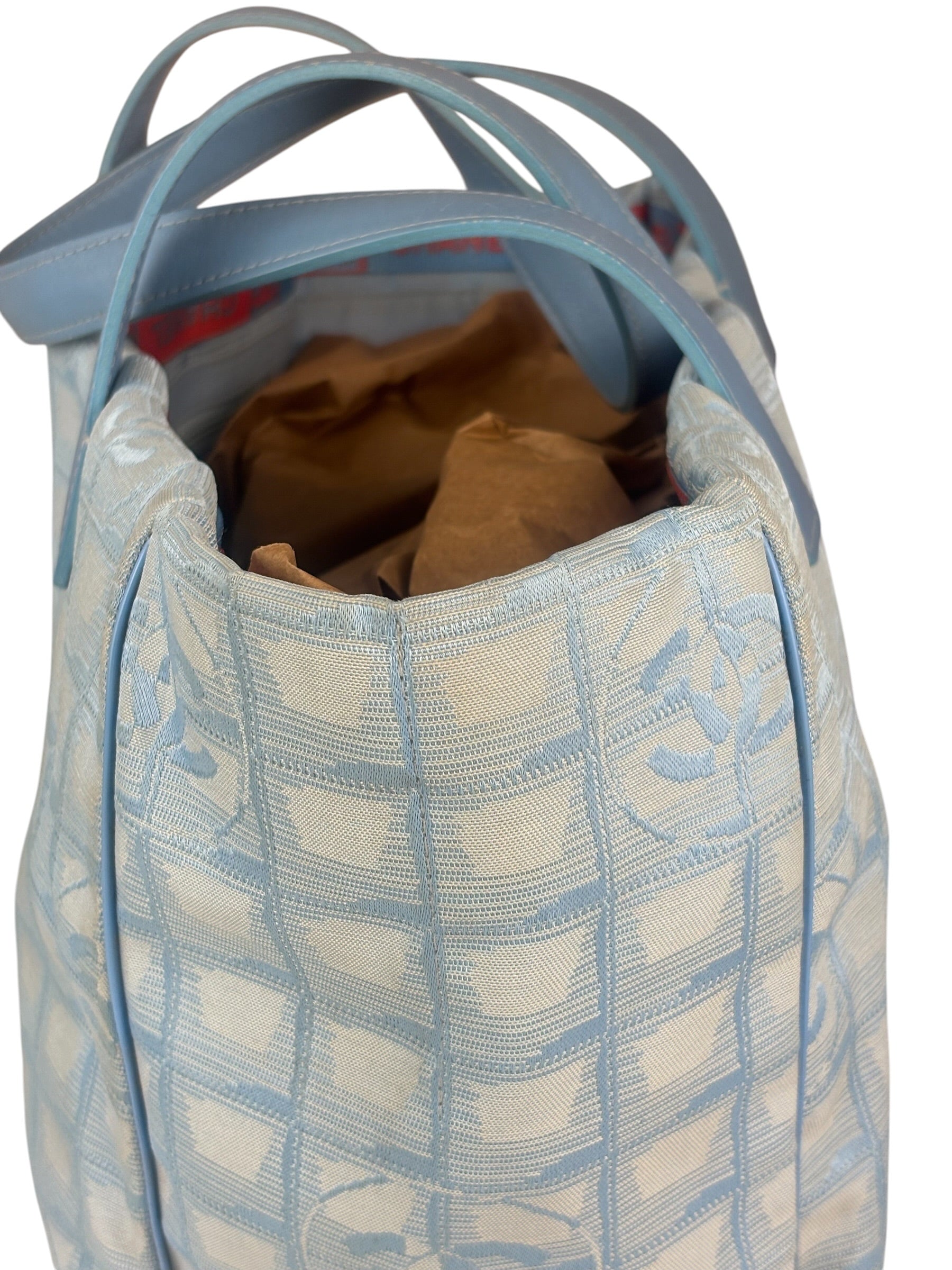 Chanel Blue Leather Trim New Travel Tote Bag 2002