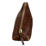 Gucci Vintage Brown Leather GG Zip Pouch