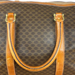 Celine Brown Leather Canvas Macadam Travel Handbag