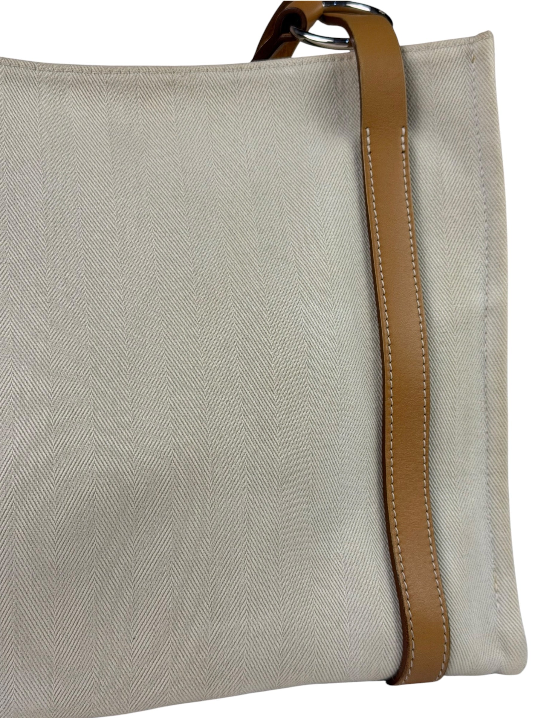 Hermes Beige/Brown Leather Trim Cabalicol Tote