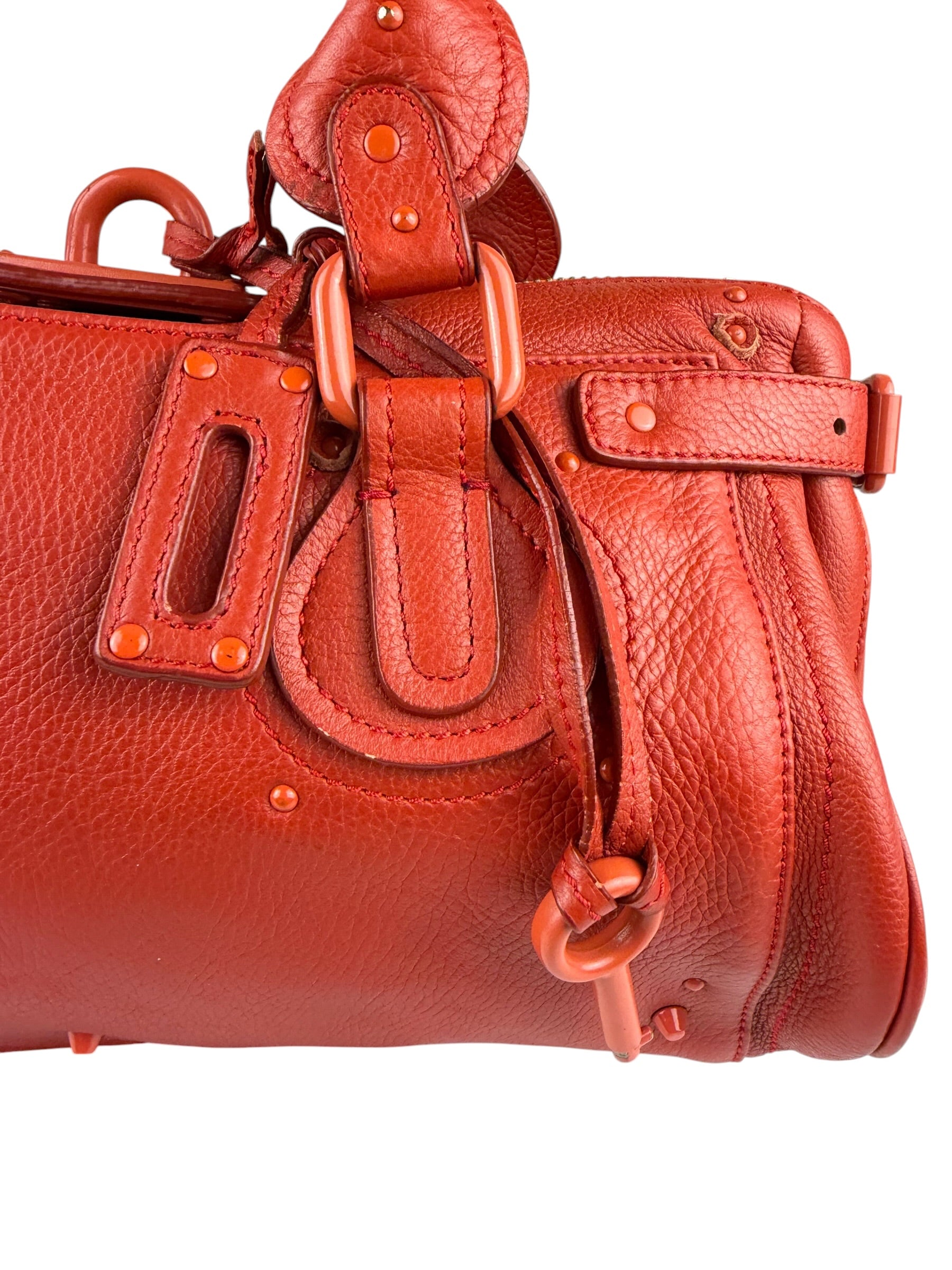 Chloé Vintage Red Leather Paddington Bag (Broken Lock