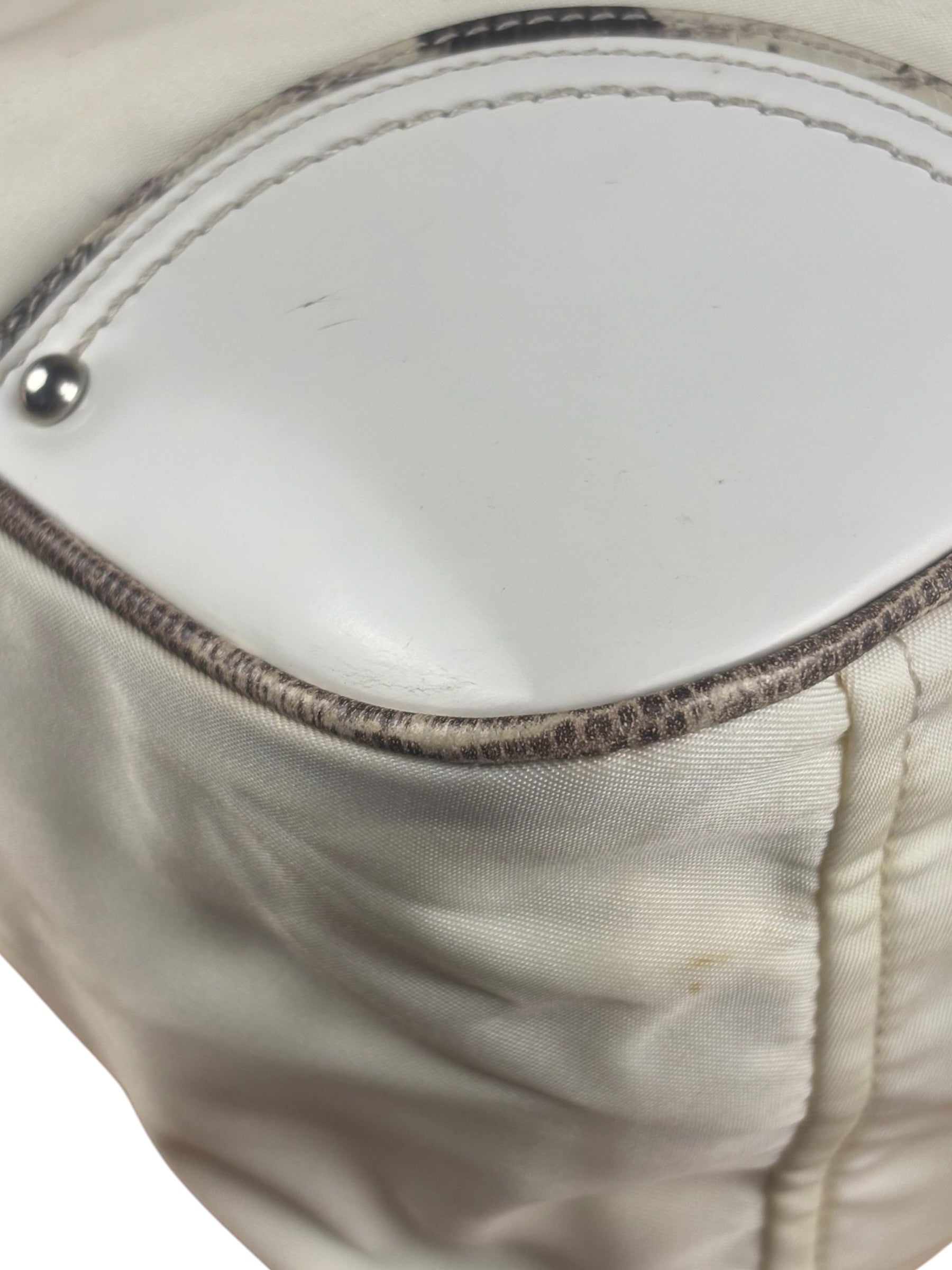 Prada White Tessuto Nylon Leather Trim Shoulder Bag