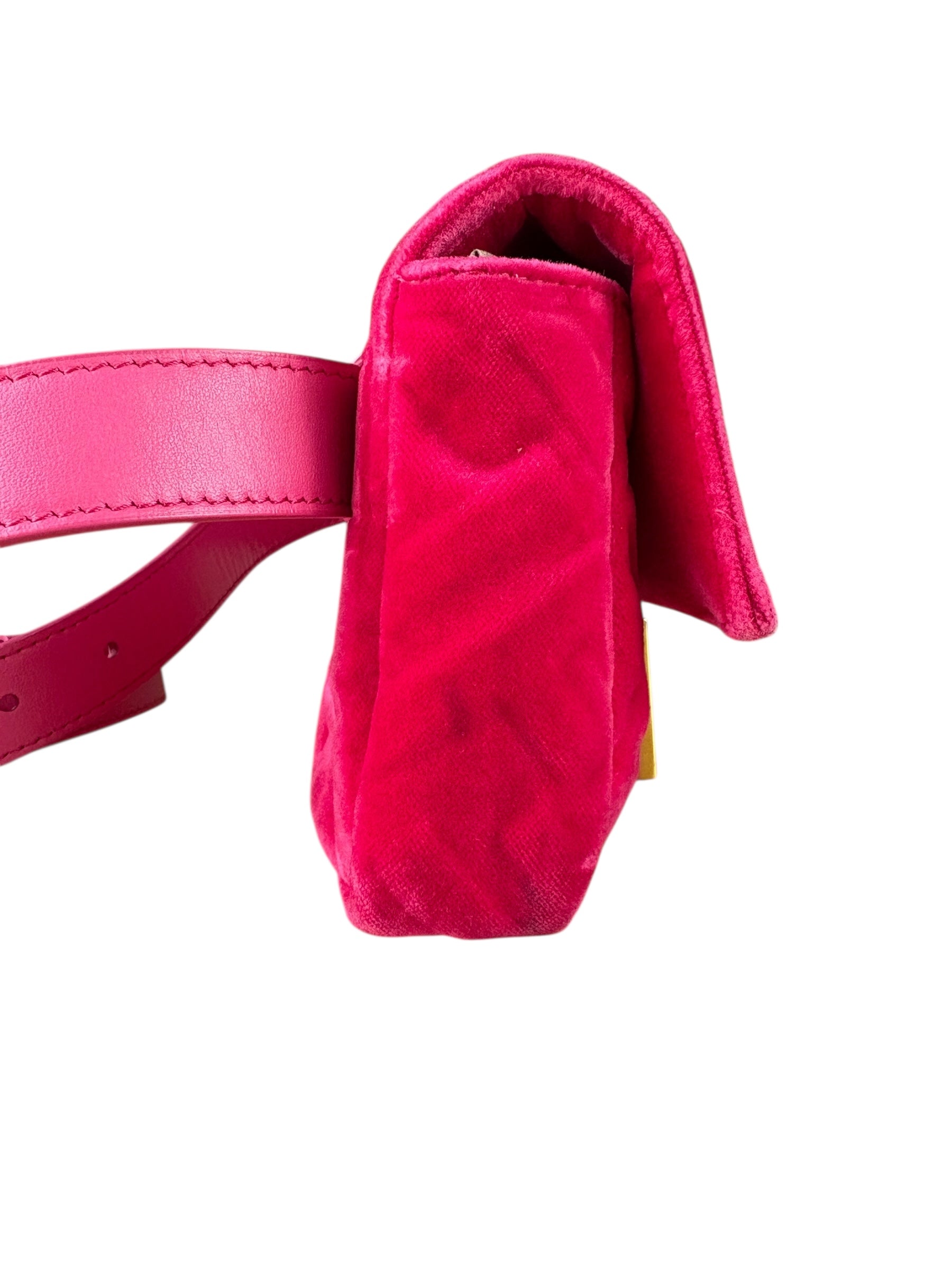 Fendi Pink Zucca Velvet Baguette Belt Bag