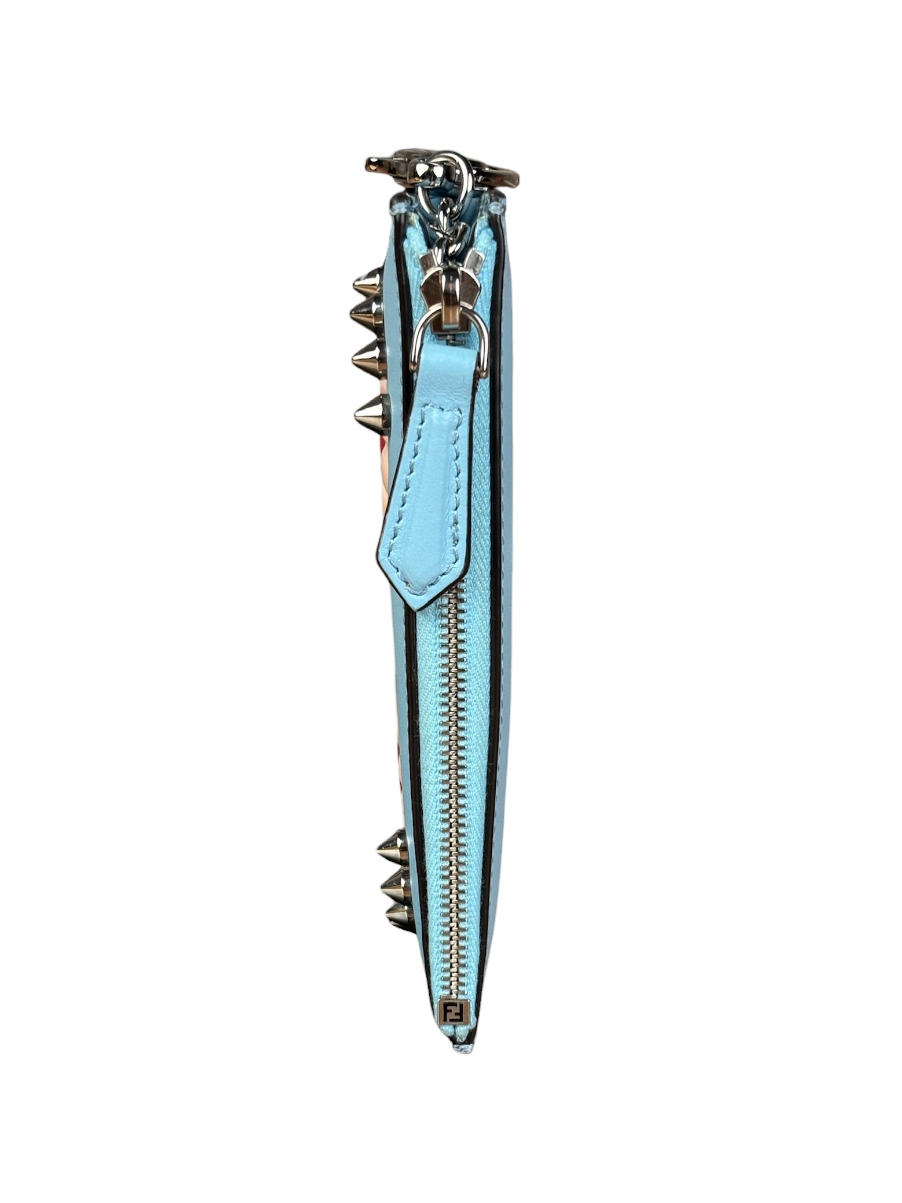 Fendi Monsters Blue Leather Key Wallet