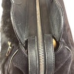 Salvatore Ferragamo Black Rabbit Fur Leather Trim Shoulder Bag